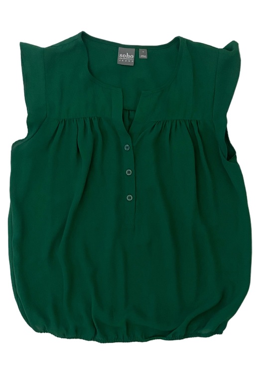 New York & Company Tops - New York & Company Deep Green Cap-Sleeve Button-Front Blouse in Size S
